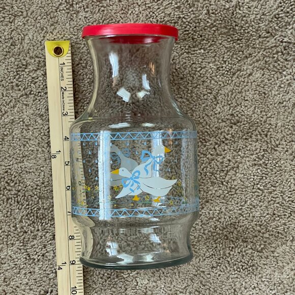 Vtg Set of Anchor Hocking Blue Ribbon Geese Goose Jar/Juice Pitcher Storage 80’s - Picture 3 of 6